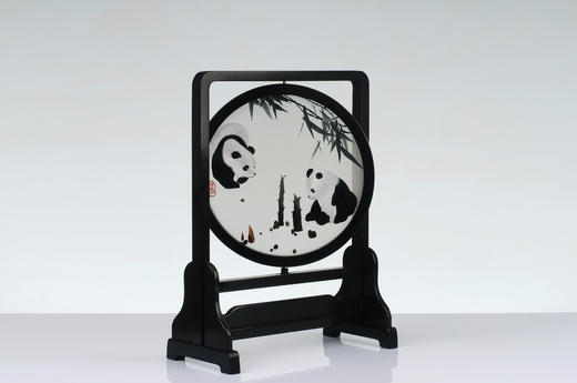 蜀绣双面绣-节节高双熊猫 商品图3