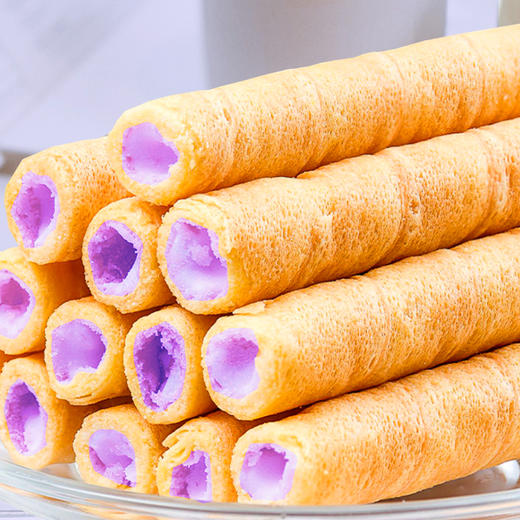 【会员福利9.9元】唛兆香芋牛奶蛋酥卷200g*2箱酥脆芋泥夹心蛋卷开袋即食儿童小零食 商品图2