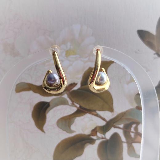 928银镀金真多麻珍珠耳环 商品图1