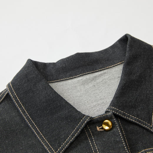 谜底牛仔外套女2023秋新款复古时尚后背绣花中长款长袖233MW1146 商品图3