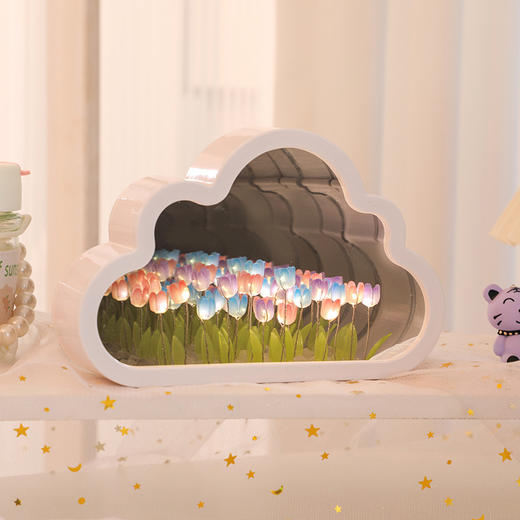【云朵郁金香❗️DIY手工镜子】云朵郁金香小夜灯花海氛围灯桌面摆件七夕情人节礼物三八妇女节新年礼盒年货礼盒 商品图8