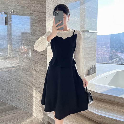 奢姿2026春季新款大码女装时尚气质荷叶领裙子胖妹妹拼接连衣裙9933860061 商品图2