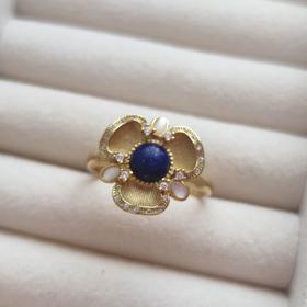 925银镀金青金石戒指