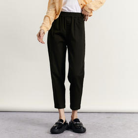 谜底休闲裤女2023秋季新款百搭松紧腰宽松萝卜裤九分裤233MK1026