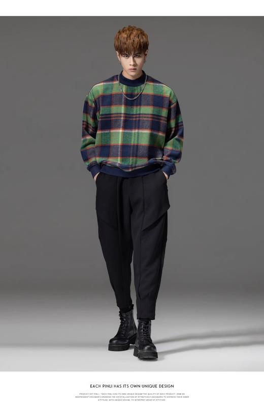 PINLI品立秋季新品男纯色小脚休闲裤潮牌百搭束脚黑色九分裤B233117018 商品图4