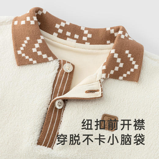 【商场同款】英氏宝宝长袖衬衫A类仿羊羔绒POLO衫秋冬保暖 商品图2