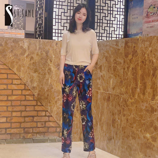 圣三利女装 新款时尚运动丝绒面花色裤子SL1916103 商品图0