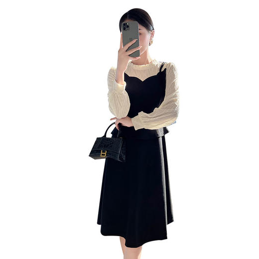 奢姿2026春季新款大码女装时尚气质荷叶领裙子胖妹妹拼接连衣裙9933860061 商品图4