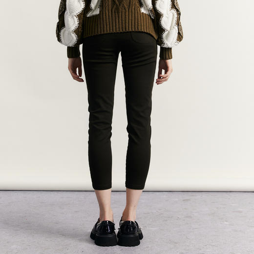 谜底修身铅笔裤女2023秋季新款百搭高腰棉弹休闲九分裤233MK1057 商品图2
