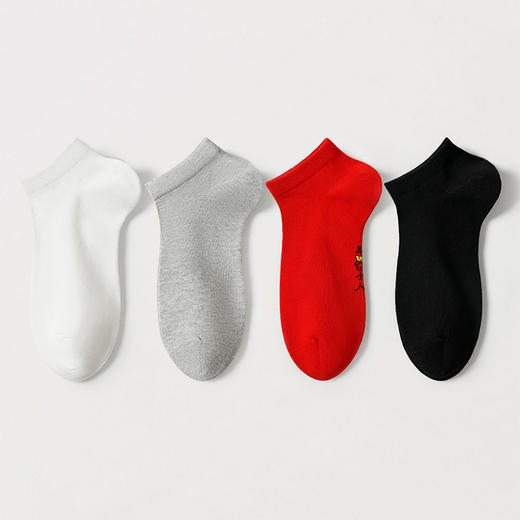 都市丽人简约系列精梳棉袜子船袜中厚款女士常规袜新年本命年红品LC3CC2 商品图1