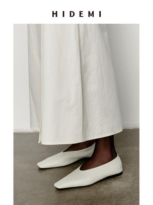 HIDEMI 经典方尖头羊皮柔软浅口平底鞋 商品图3