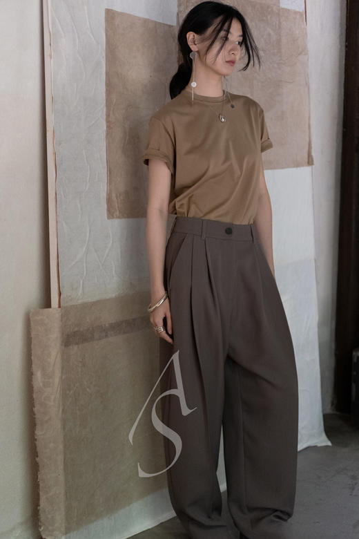 Studio Nicholson 23AW 芦苇绿ACUNA双褶阔腿裤 商品图1