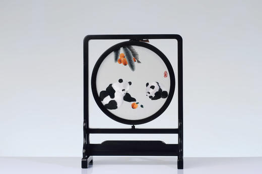 蜀锦双面绣-枇杷双熊猫 商品图1