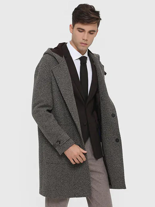 callisto咖色羊毛混纺大衣 FRFEC010C 商品图0