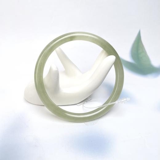 和田玉手镯-湖水绿美人圆条 商品图0