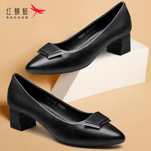 DD-女鞋高跟鞋新款浅口粗跟英伦时尚尖头职场工作女鞋 商品图1