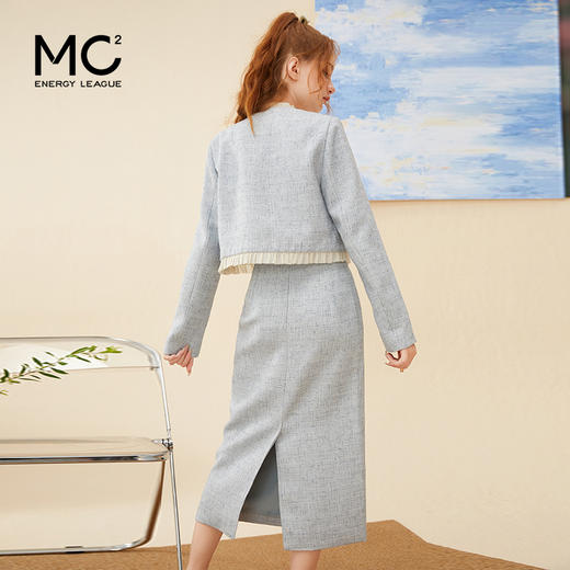 mc2小香风上衣+半裙套装女2023秋新款拼接木耳边气质法式两件套 商品图2