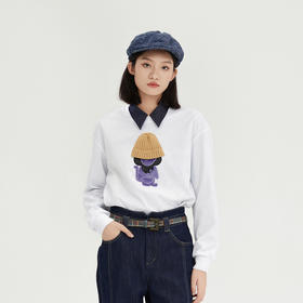 谜底毛巾绣圆领T恤长袖女2023秋季新款时尚百搭绣花卫衣239MV7340