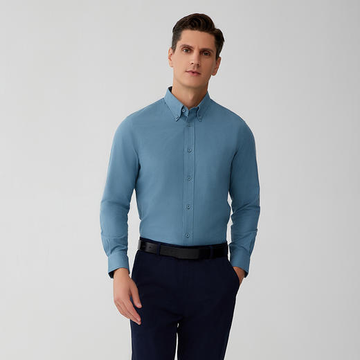 【半价款男士纯色衬衫】23年早秋新品男士棉质纯色衬衫商务休闲男士上衣 商品图0