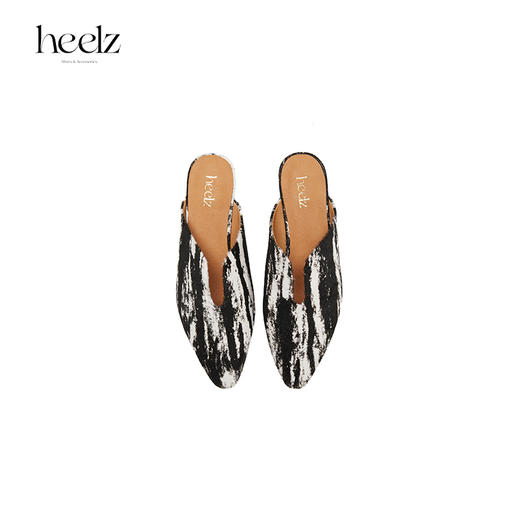 heelz设计师手工鞋履｜U系列艺术水墨树皮纹马毛平底U口穆勒鞋2.5公分 商品图2