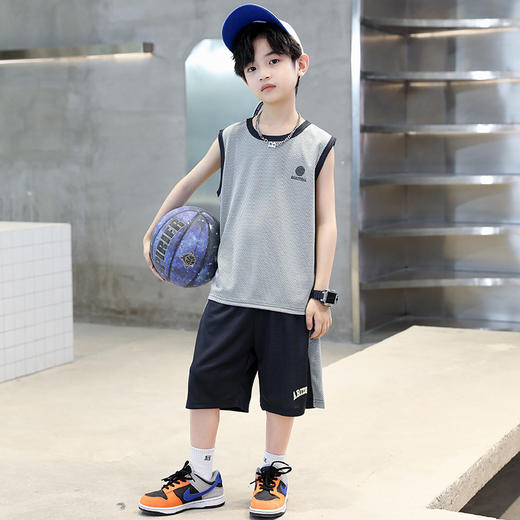 【潮流洋气！运动篮球服套装】新款男童夏装套装，儿童网眼运动篮球服，中大童背心洋气速干训练球衣潮li 商品图3