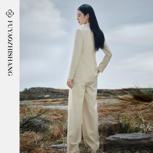 IWY/扶摇系列 秋季复古盘扣收腰休闲西装高级感休闲直筒裤 商品图3