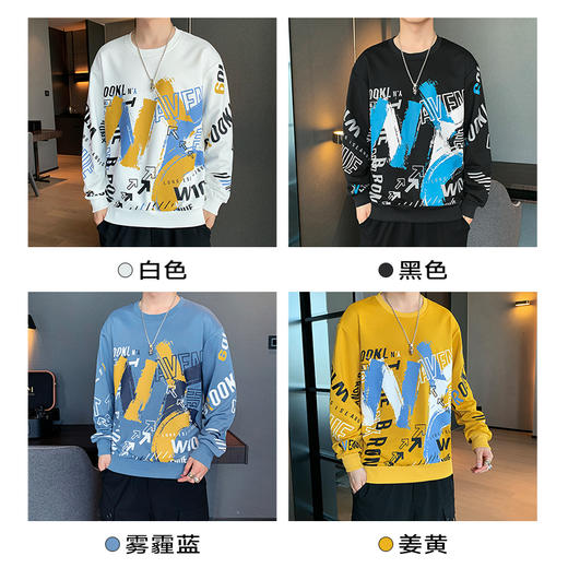 【新款DPJ】大依优型大码印花长袖卫衣加肥加大肥佬休闲宽松透气上衣秋装打底男士胖子 商品图2