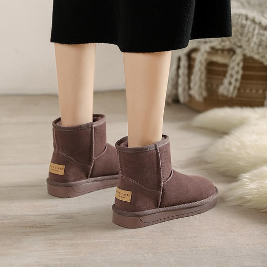 阿么手工女鞋牛皮厚底增高雪地靴女2025新款百搭多色保暖 商品图4