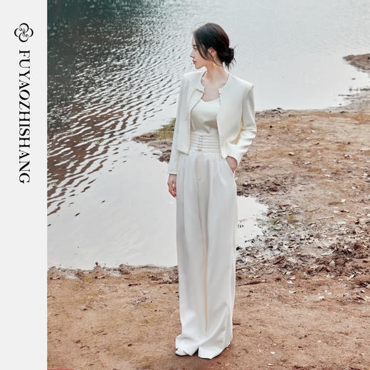 IWY/扶摇系列 秋季设计感国风盘扣短外套高腰宽松阔腿裤 商品图2