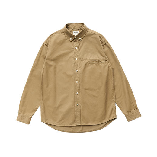 吃茶去chichaqu全棉斜纹口袋休闲长袖衬衫 商品图1