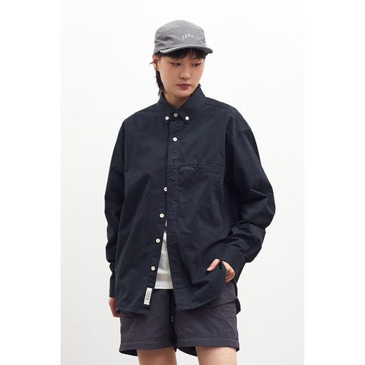 吃茶去chichaqu全棉斜纹口袋休闲长袖衬衫 商品图5