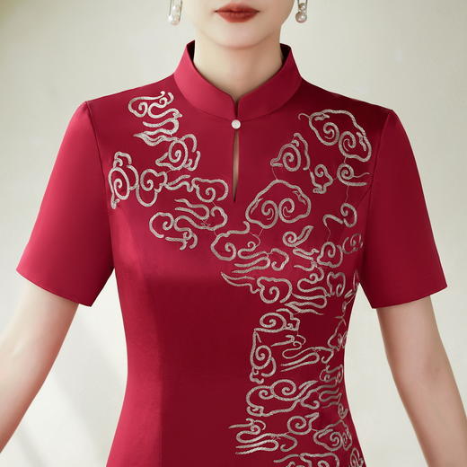 款中式醋酸敬酒妈妈装复古时尚年轻款旗袍连衣裙GY-23-197 商品图3