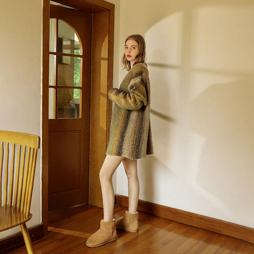 阿么手工女鞋牛皮厚底增高雪地靴女2025新款百搭多色保暖 商品图2