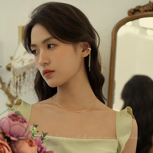 Oflye潮流饰品 长款流苏耳骨夹小众设计C形拼接耳夹无耳洞女个性耳挂 商品图2