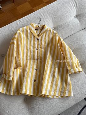 （5折）apuntob 黄条纹短风衣短外套