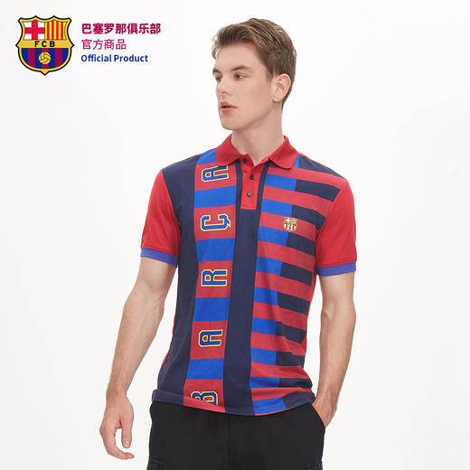 巴塞罗那俱乐部商品 | 巴萨足球服运动T恤Polo短袖条纹撞色翻领 商品图2