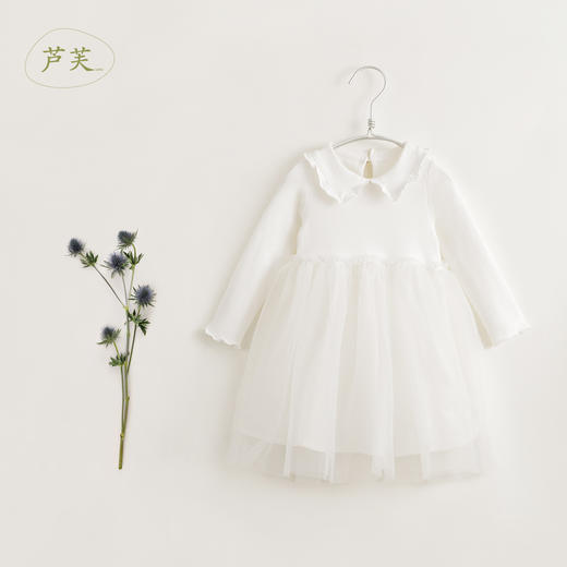 【马克珍妮 芦芙】秋装新款 花边翻领拼接网纱连衣裙231702 商品图1