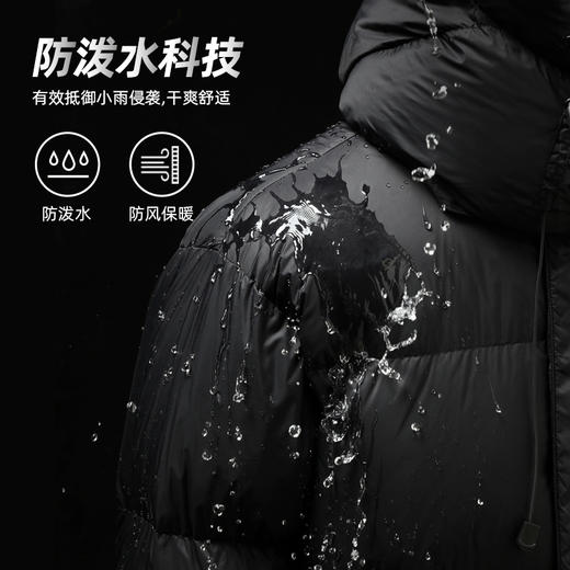 骆驼2024冬季新款防水防风锁温保暖白鸭绒长款连帽羽绒服男女同款 M13CR07037 商品图2