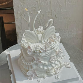 情人节情侣天鹅裱花生日蛋糕