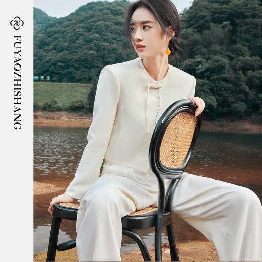 IWY/扶摇系列 秋季设计感国风盘扣短外套高腰宽松阔腿裤 商品图1