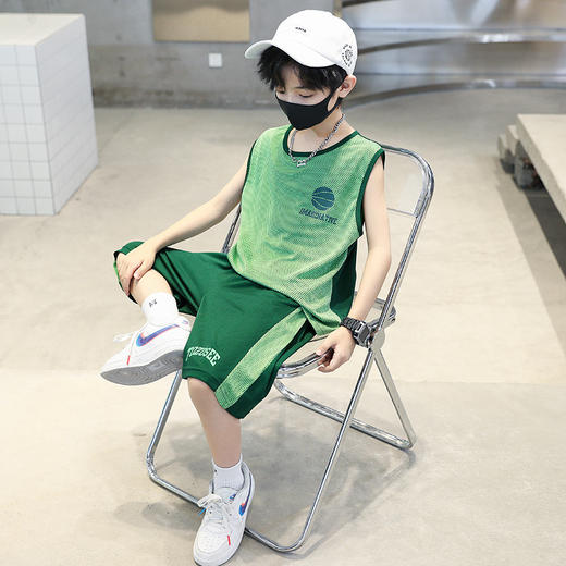 【潮流洋气！运动篮球服套装】新款男童夏装套装，儿童网眼运动篮球服，中大童背心洋气速干训练球衣潮li 商品图1