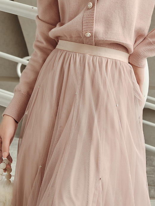 【Lucidy鲁思蒂】B4F丨粉色半身裙2023新款女春秋季气质高腰显瘦长款裙子(货号:QZ09AE38682) 商品图4