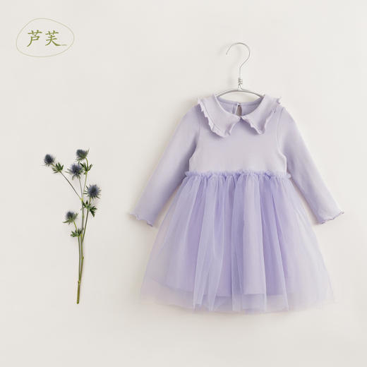 【马克珍妮 芦芙】秋装新款 花边翻领拼接网纱连衣裙231702 商品图0