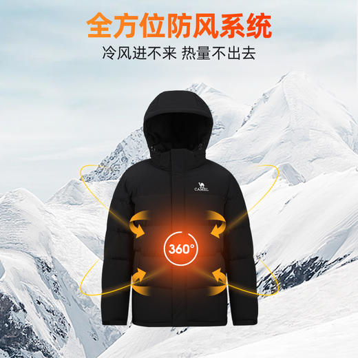 骆驼2023秋冬新款户外运动防风防水锁温加厚白鸭绒羽绒服男女同款 商品图3