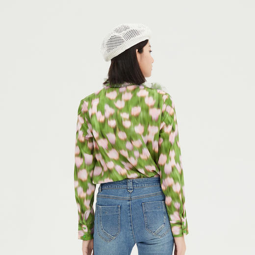 谜底2023秋新款浪漫文艺合体莱赛尔天丝长袖花色衬衫女239MC7343 商品图2