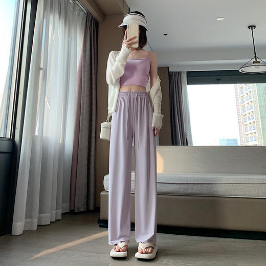 新品【冰丝阔腿裤女 夏季防蚊防晒裤】冰丝阔腿裤女，夏季薄款，高腰显瘦，百搭休闲拖地裤。小个子防蚊防晒裤子，舒适透气，轻盈不紧绷。 商品图3
