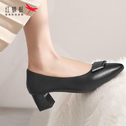 DD-女鞋高跟鞋新款浅口粗跟英伦时尚尖头职场工作女鞋 商品图2