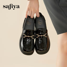 Safiya/索菲娅 2023秋季复古英伦休闲一脚蹬高跟漆皮乐福鞋 SF33112137
