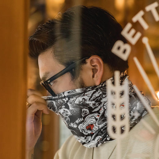 工装优选 日系复古百虎图凉感透气面巾罩头套骑行运动印花发带腕带 商品图0