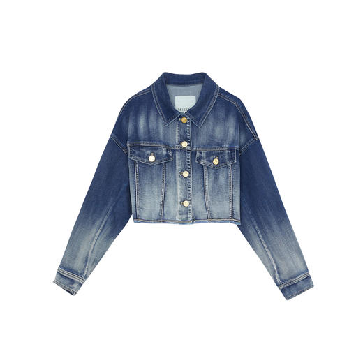 谜底复古牛仔外套女2023秋新款百搭时尚毛边短外套长袖236MW7086 商品图4